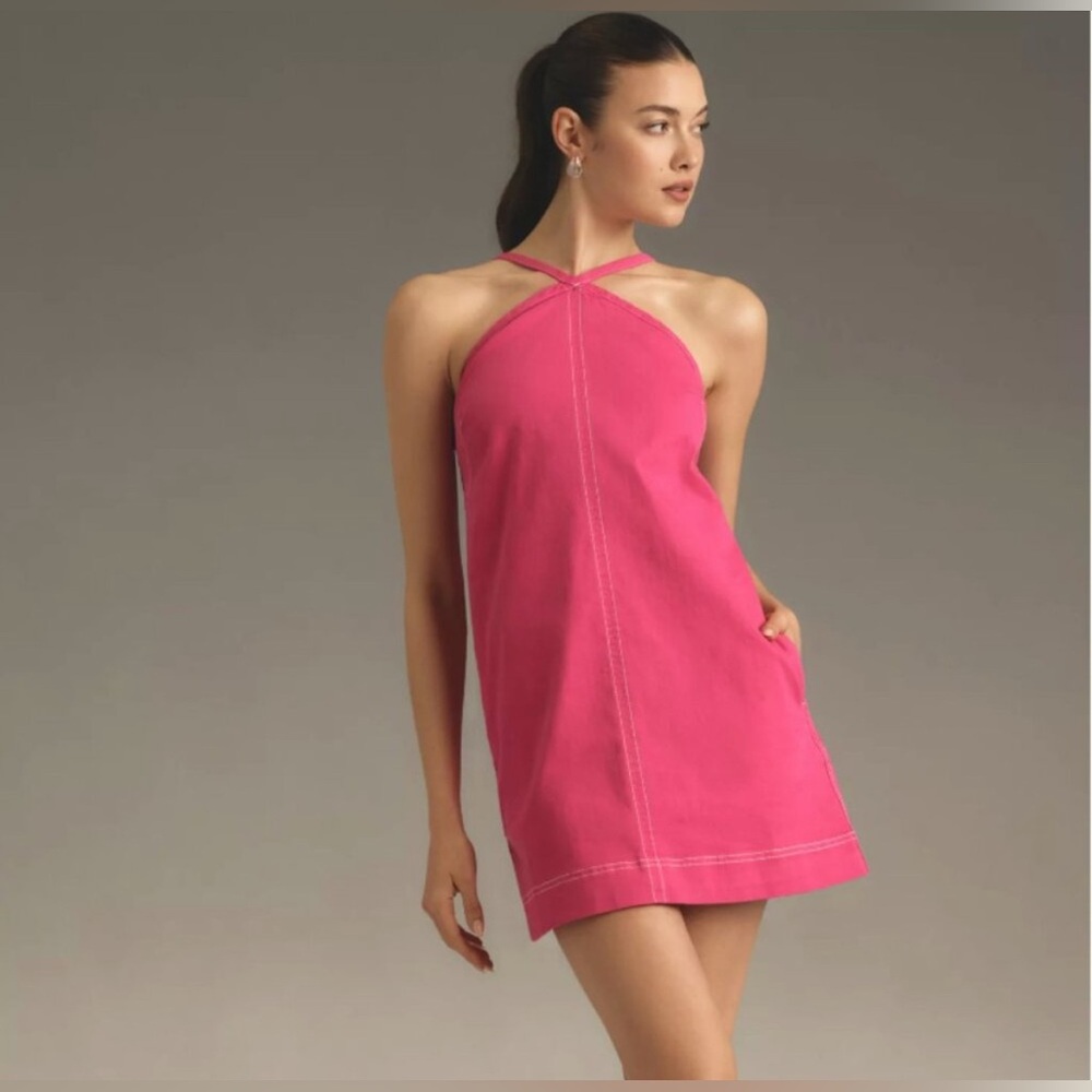 Anthropologie Pilcro Judie Swing Pink Halter Mini Dress